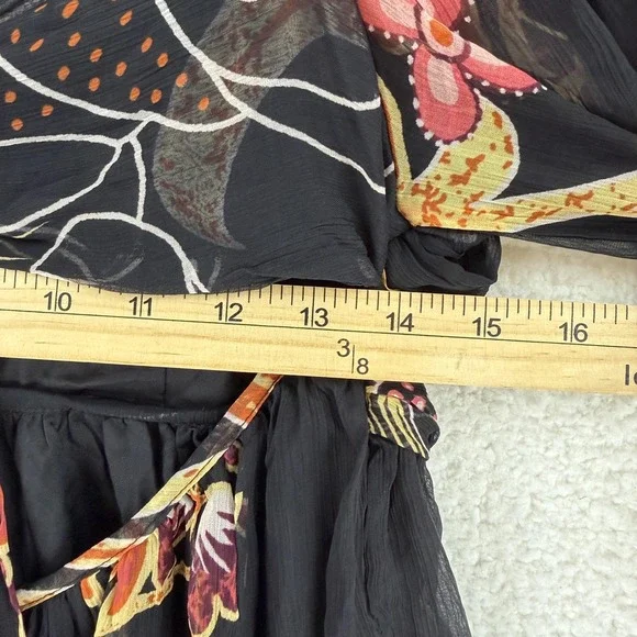 Anthropologie‎ Let Me Be Babydoll Dress Womens Petite Small PS Black Floral NWT - Picture 11 of 14